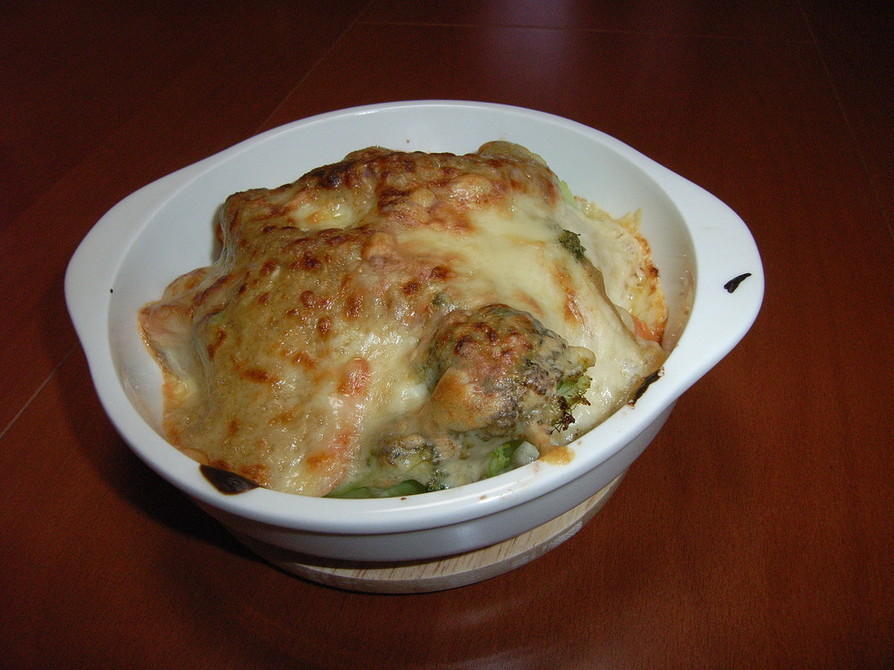 里芋とサーモンのカレーチーズグラタンの画像