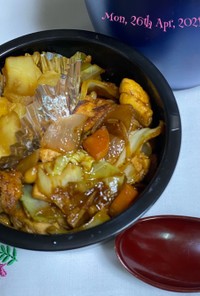 豆腐の回鍋肉風丼弁当(馬鈴薯の甘辛炒め)