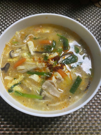 酸っぱ辛い　緑豆春雨入り　スタミナ酸辣湯の写真