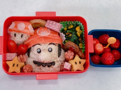 マリオ レゴ キャラ弁 幼稚園弁当 の写真