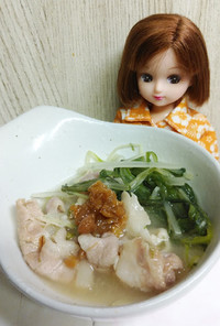 リカちゃん♡水菜と豚肉 金山寺味噌で味変