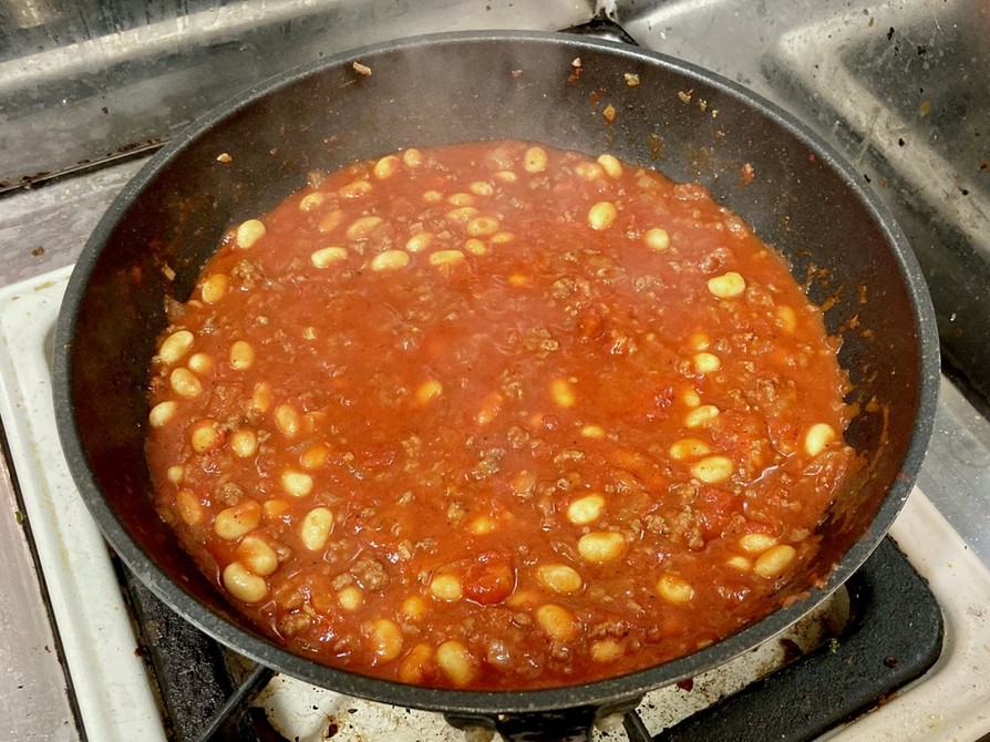 大豆と挽肉入りトマトソースの画像