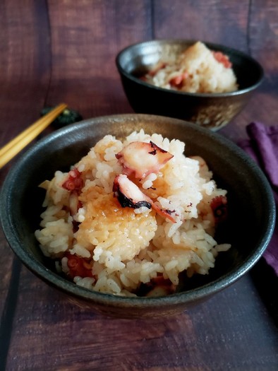 めんつゆで簡単！たこと生姜の炊き込みご飯の写真