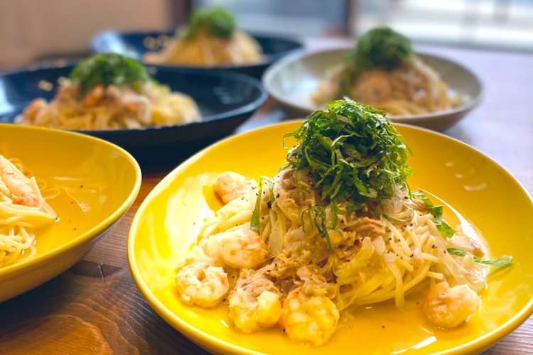 業スー冷凍エビ 映えエビツナたまパスタ レシピ 作り方 By りん おうちカフェ クックパッド 簡単おいしいみんなのレシピが360万品