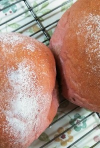 25ピンク色のバンズパン（簡単パン生地）