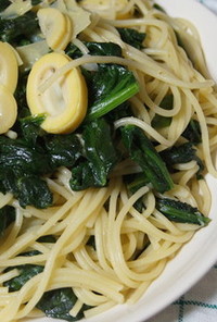 筍とほうれん草の優しい味のスパゲティ