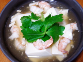 ヘルシー!豆腐とえびの薄くず煮!