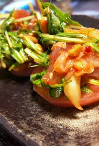 まぐキム納豆水菜のトマトボード