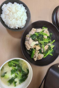 【今日の夕飯】菜花と鶏肉と大蒜の炒めもの
