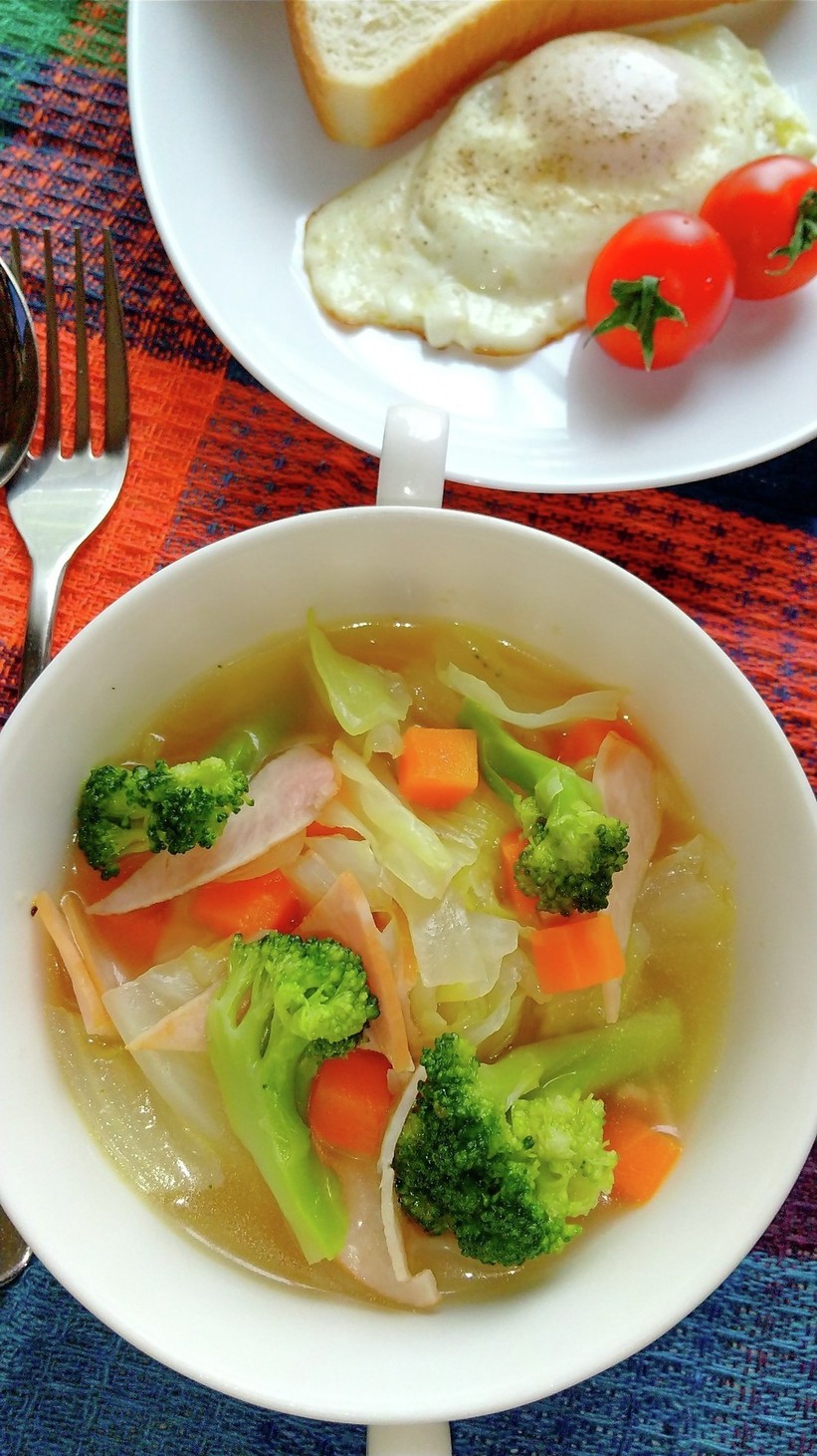 春キャベツたっぷり♬野菜とハムのスープ♪の画像