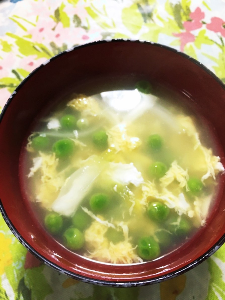 新玉ねぎとグリンピースの中華スープの画像