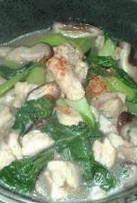チンゲン菜と鶏肉の炒め煮