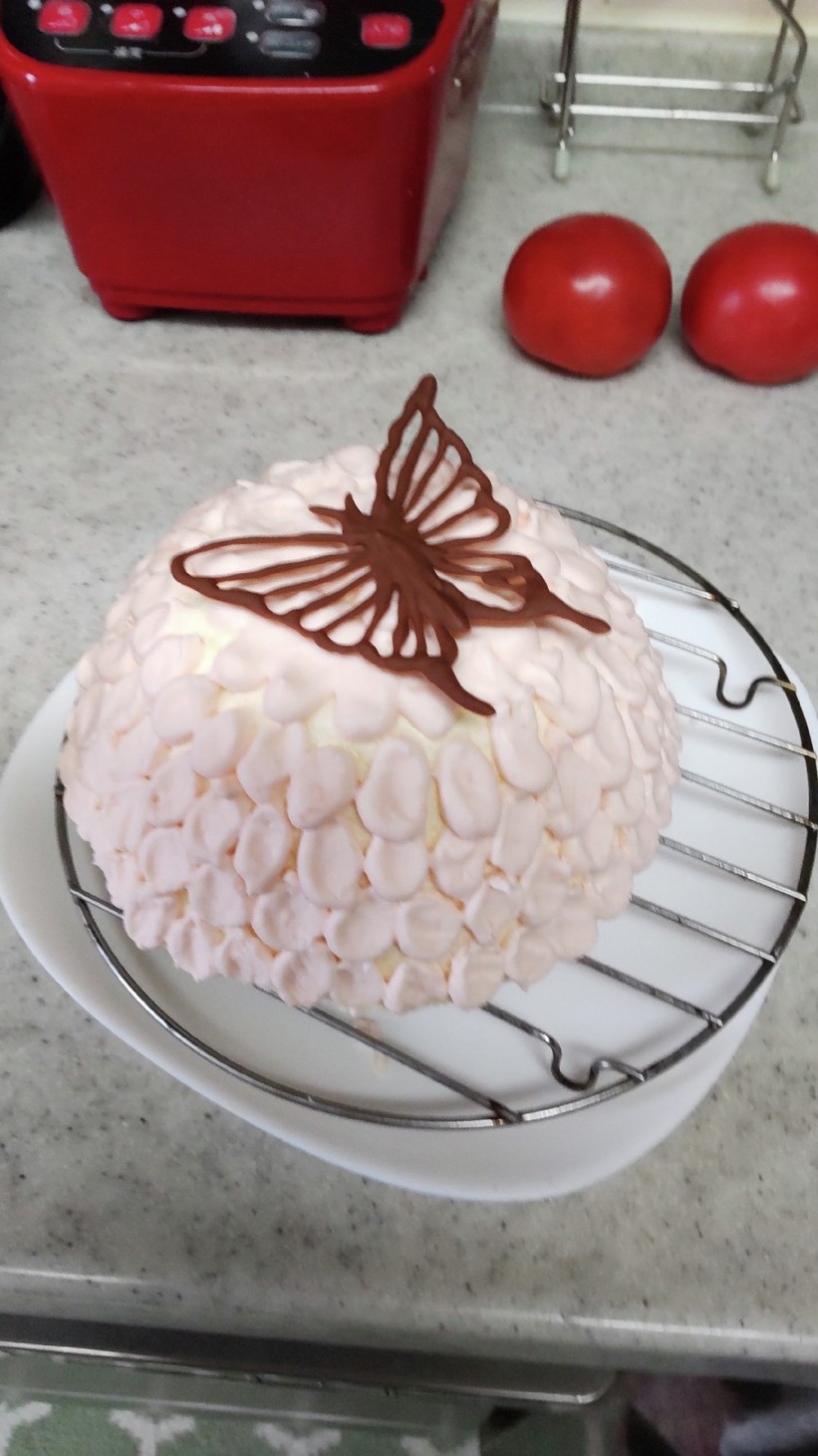 母の日‥桃ヨーグルトムースペタルケーキの画像