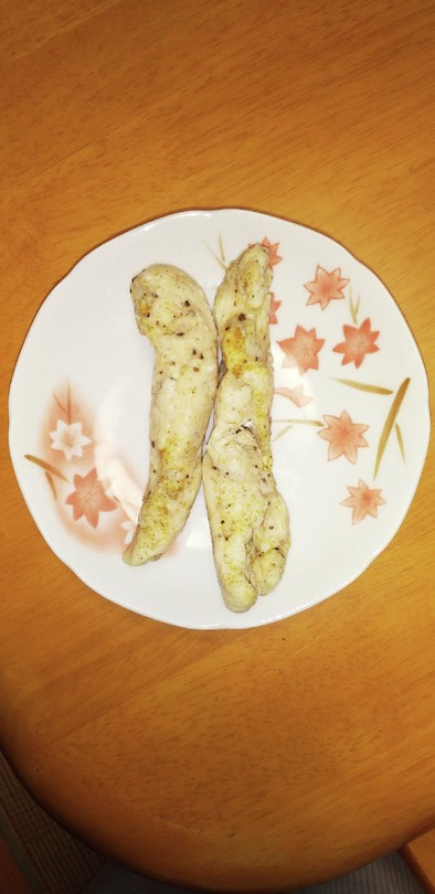 ささ身でカレー味のサラダチキンの写真