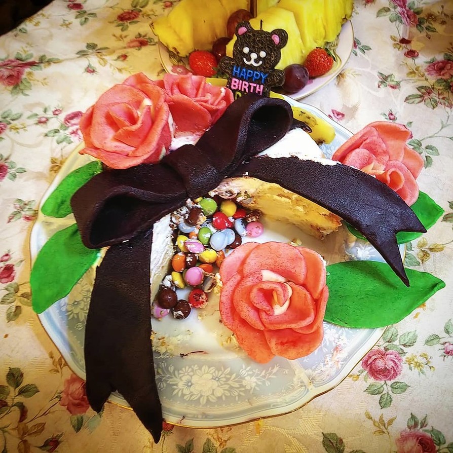 紅茶のシフォンケーキで作るギミックケーキの画像