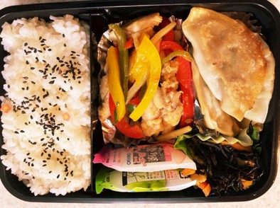 餃子編冷凍蒟蒻ゼリー高校生男子弁当の写真