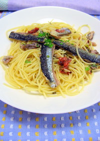 秋刀魚と葱の梅干しペペロンチーノ