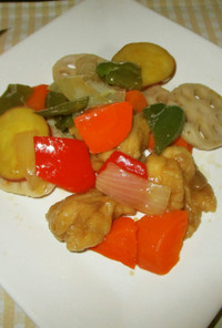 鶏肉とカラフル野菜の甘酢あんかけ(2)