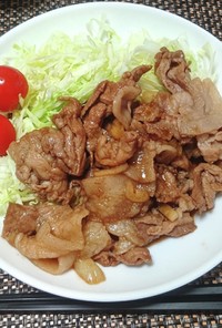 【龍愛】豚こま肉でトンテキ風炒め