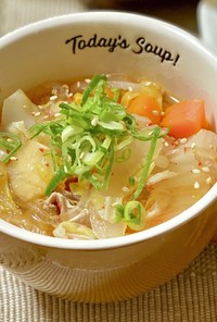 食べる！豚キムチ春雨スープ*+