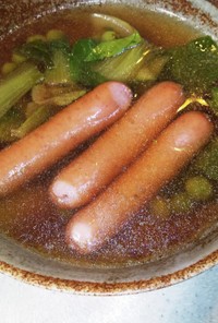 ソーセージ豆チンゲン菜のコンソメスープ