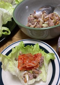 納豆&豚挽肉でヘルシーレタス巻き豚キム