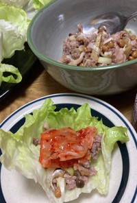 納豆&豚挽肉でヘルシーレタス巻き豚キム
