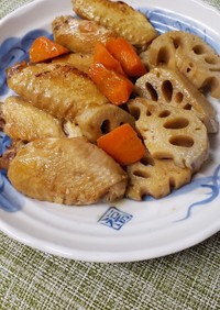 台湾家庭料理*手羽と蓮根の醬油煮