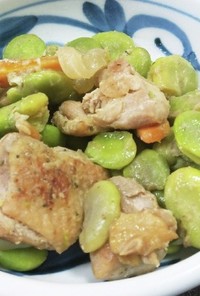 空豆と鶏肉のイタリアンな炒め物