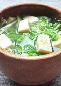 高野豆腐と水菜のスープ（ダイエット）
