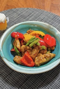 彩り夏野菜と鶏胸肉のカレー炒め