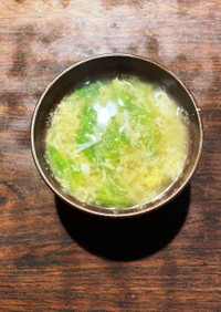 レタス＆榎のかき玉味噌汁