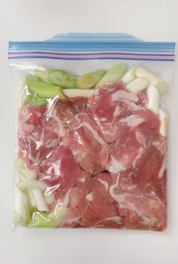 【下味冷凍】豚肉とネギのオリーブ焼き
