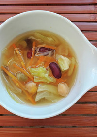 ごぼうと豆の彩りスープ