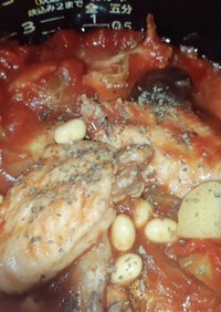 炊飯器で手羽先と大豆のトマト煮込み