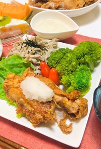 チキン竜田・冷たい蕎麦で夏ご飯