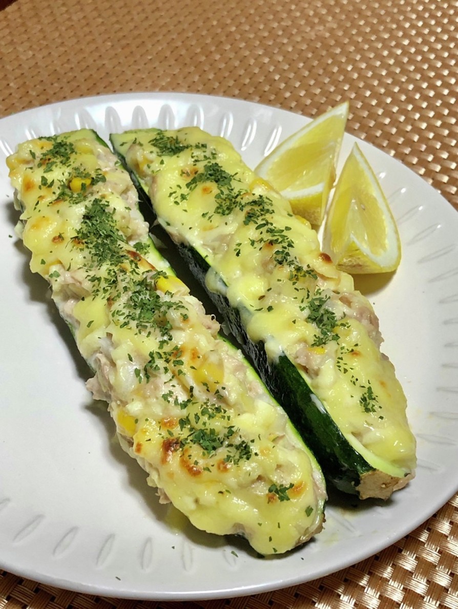 ズッキーニのピザボートのレシピ