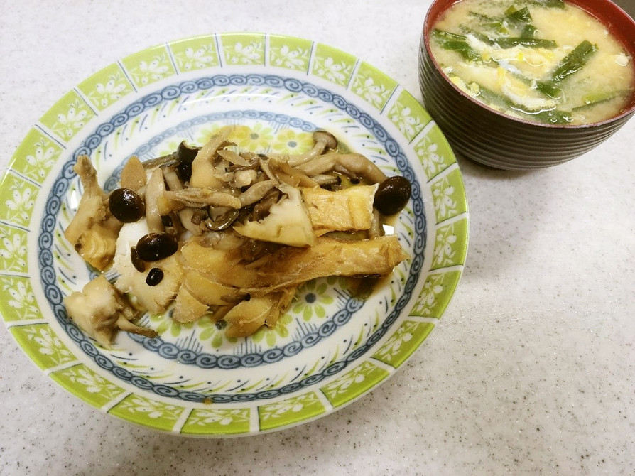 ✨鱈とキノコのバター醤油＆韮と卵の味噌汁の画像