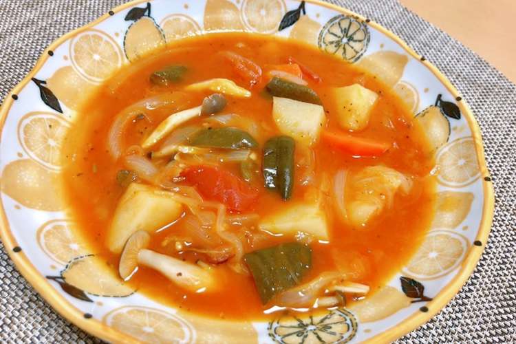 夏野菜 無水鍋で簡単にトマトスープ レシピ 作り方 By りかちゃんねる クックパッド 簡単おいしいみんなのレシピが360万品