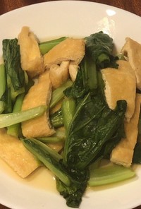 ポリ袋で簡単、小松菜と油揚げ煮