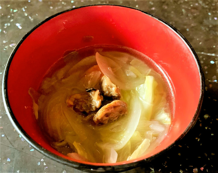 あさりうま煮の野菜たっぷりコンソメスープの画像