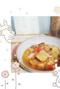 マクロビ☆揚げなすのトマトスープ
