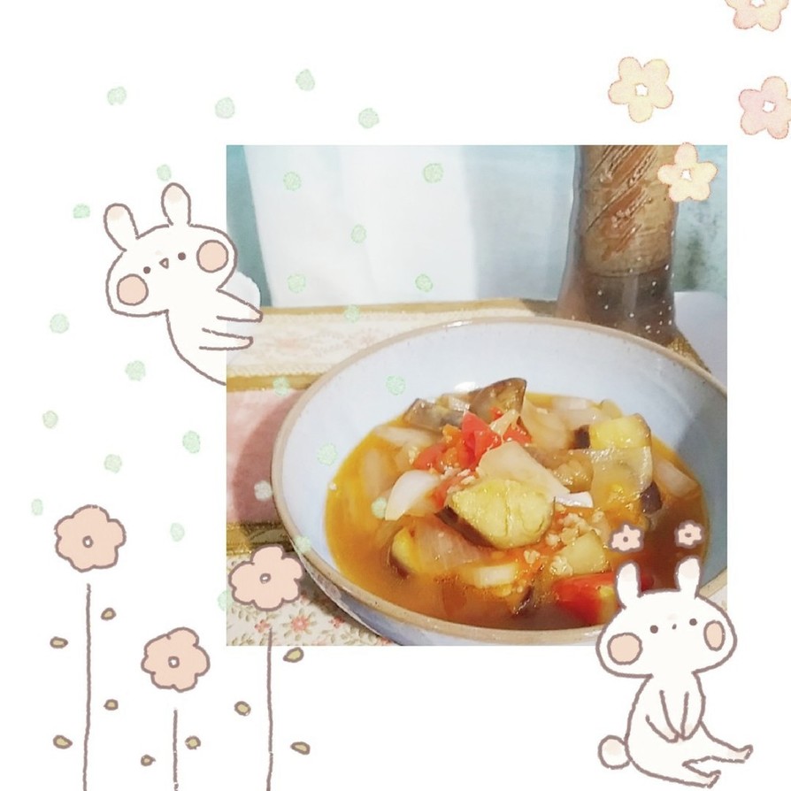 マクロビ☆揚げなすのトマトスープの画像