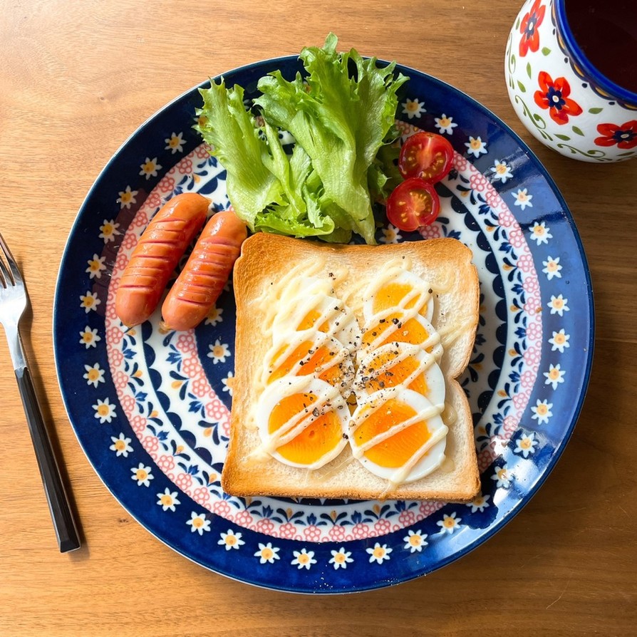 【ワンプレート朝食】ゆでたまごトーストの画像