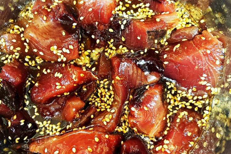 簡単 漬けかつお 鰹 ごま油がイイ感じ レシピ 作り方 By あーふ クックパッド 簡単おいしいみんなのレシピが377万品