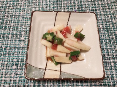 長芋、オクラの梅肉和えの写真
