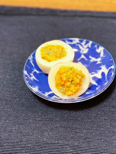 超簡単！明太子マヨと大葉でおしゃれゆで卵の写真