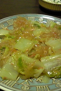麻婆豆腐の素で春雨と白菜の蒸し煮