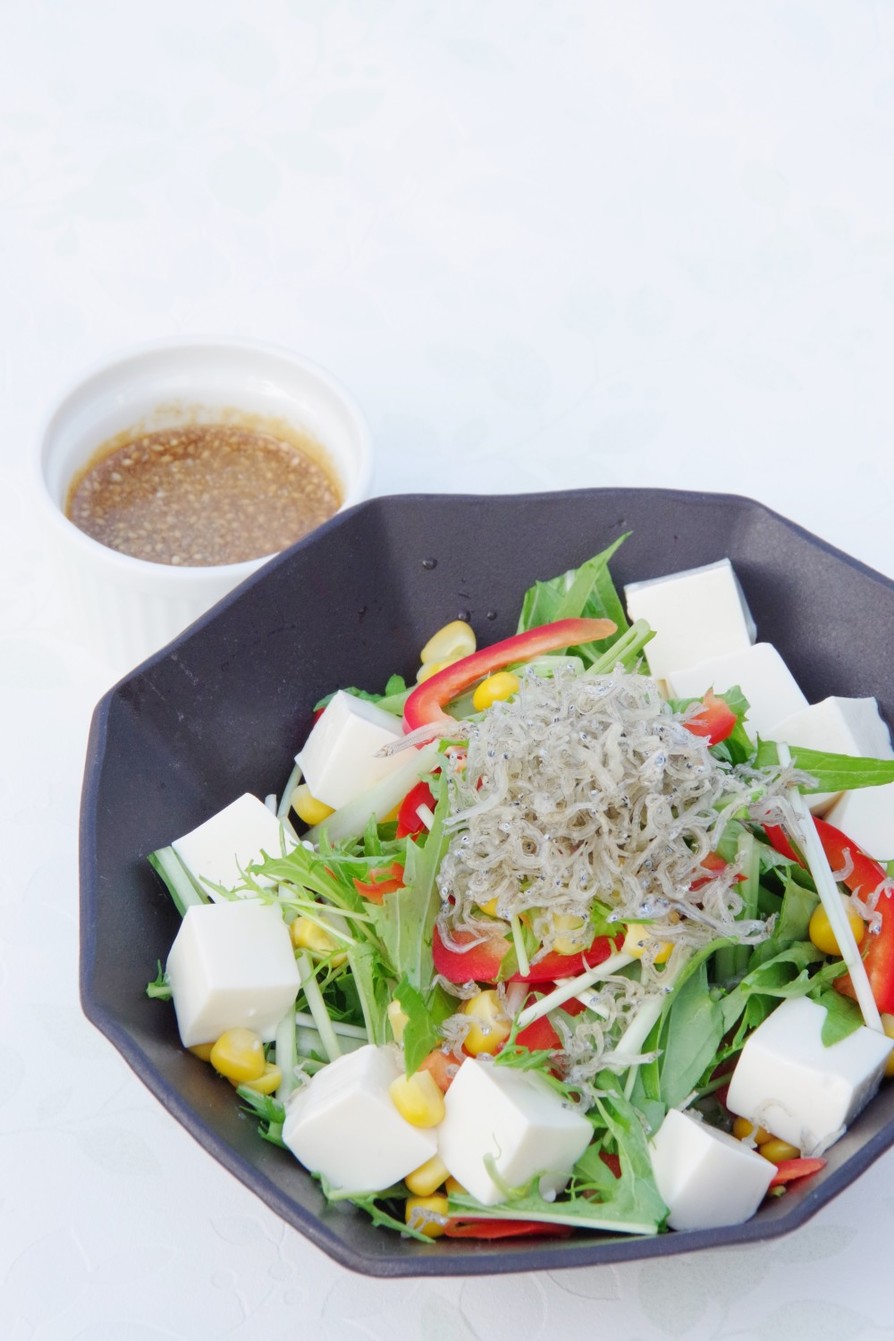 水菜と豆腐のカリカリじゃこサラダの画像