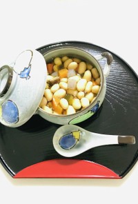 煮汁と食べる薄味五目豆